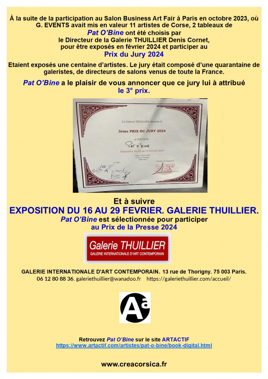 Pat'Obine 3° Prix du Jury Galerie Thuillier